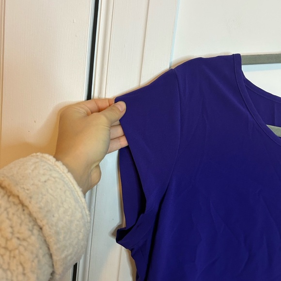 Chico’s Purple Blue Short Sleeve Popover Blouse - Picture 5 of 5